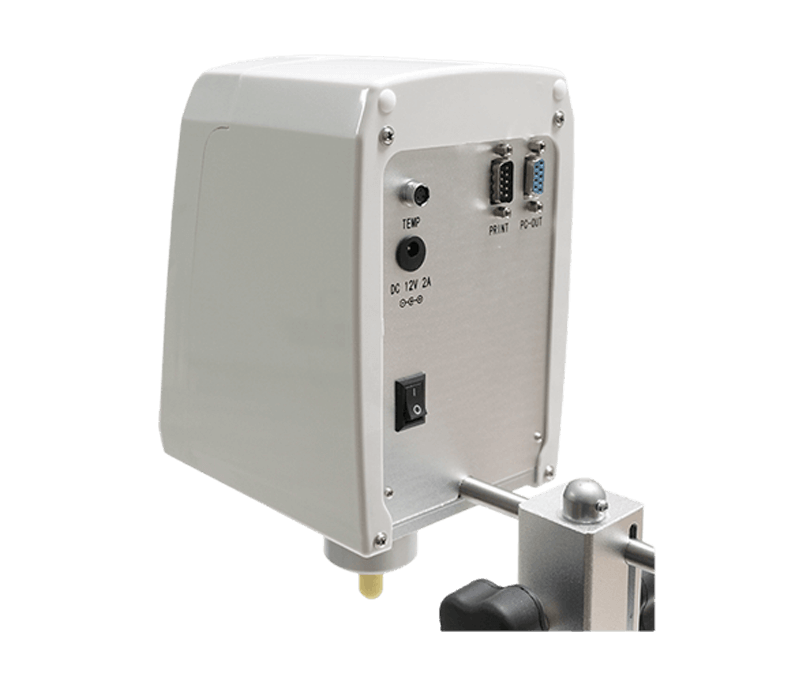 close up Interface on the back of viscometer